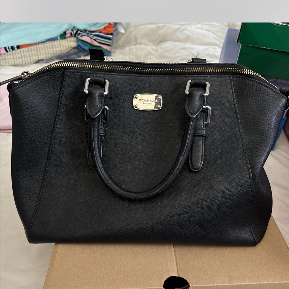 Michael Kors Black Satchel with Silver Hardware